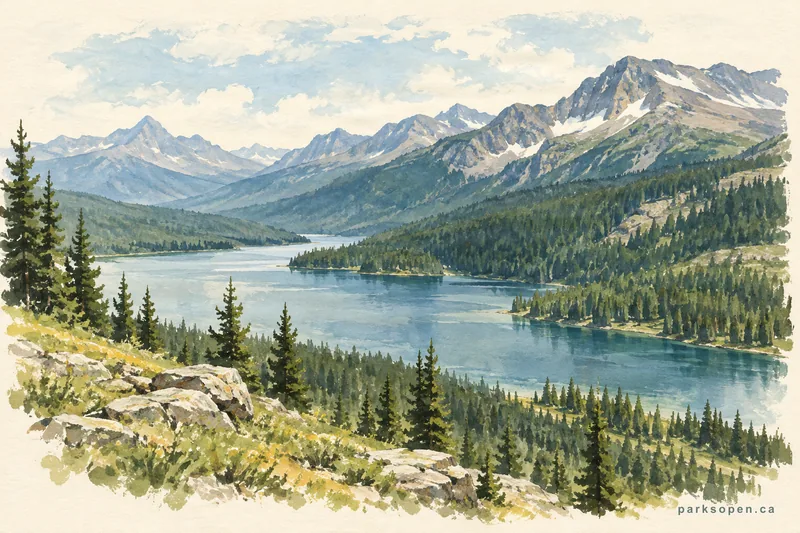 Painterly field-guide interpretation of Akamina-Kishinena Provincial Park