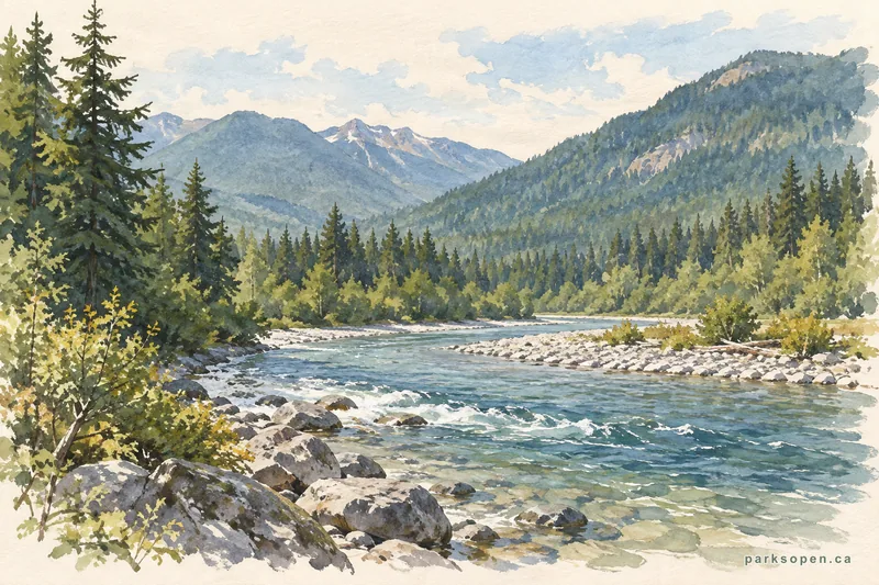Painterly field-guide interpretation of Beaver Creek Provincial Park