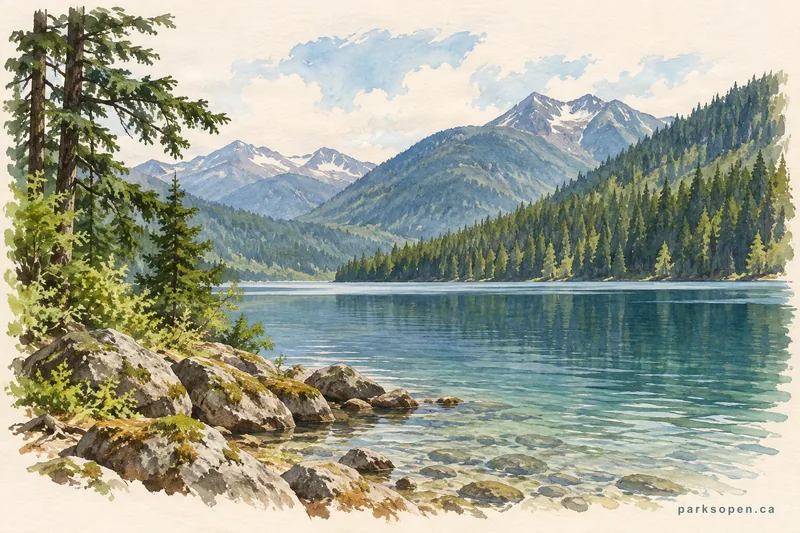 Painterly field-guide interpretation of Birkenhead Lake Provincial Park