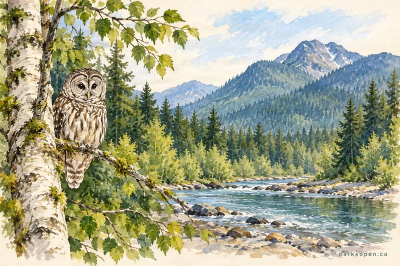 Painterly field-guide interpretation of Blanket Creek Provincial Park