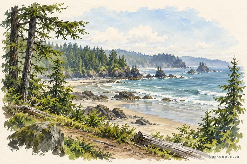 Painterly field-guide interpretation of Cape Scott Provincial Park