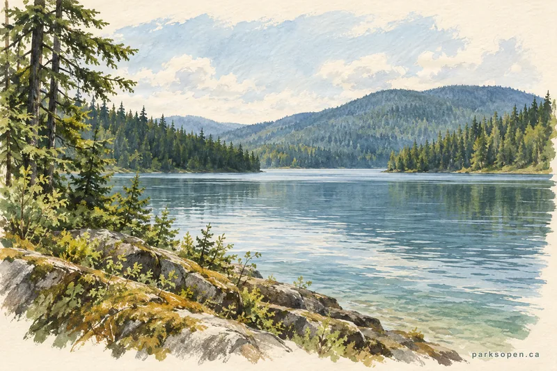 Painterly field-guide interpretation of Carp Lake Provincial Park