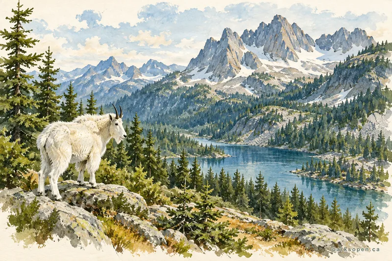 Painterly field-guide interpretation of Cathedral Provincial Park