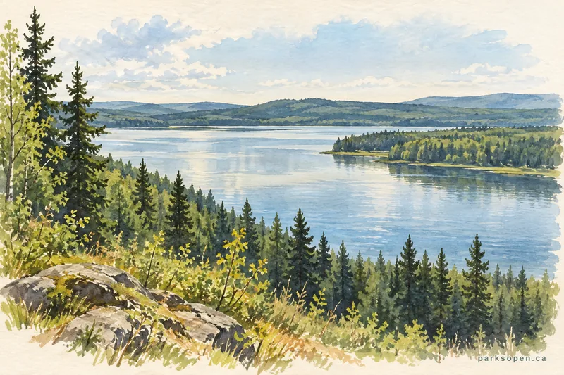 Painterly field-guide interpretation of Charlie Lake Provincial Park