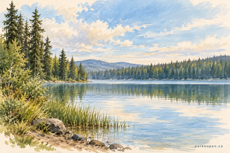 Painterly field-guide interpretation of Crooked River Provincial Park