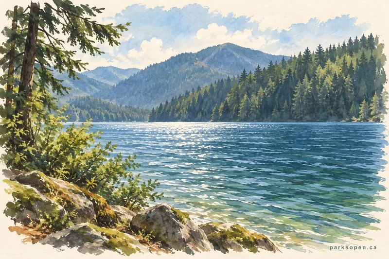 Painterly field-guide interpretation of Cultus Lake Provincial Park