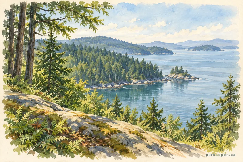 Painterly field-guide interpretation of Dionisio Point Provincial Park