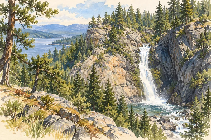 Painterly field-guide interpretation of Fintry Provincial Park