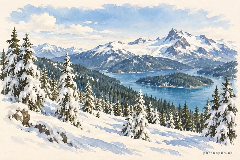 Painterly field-guide interpretation of Garibaldi Provincial Park