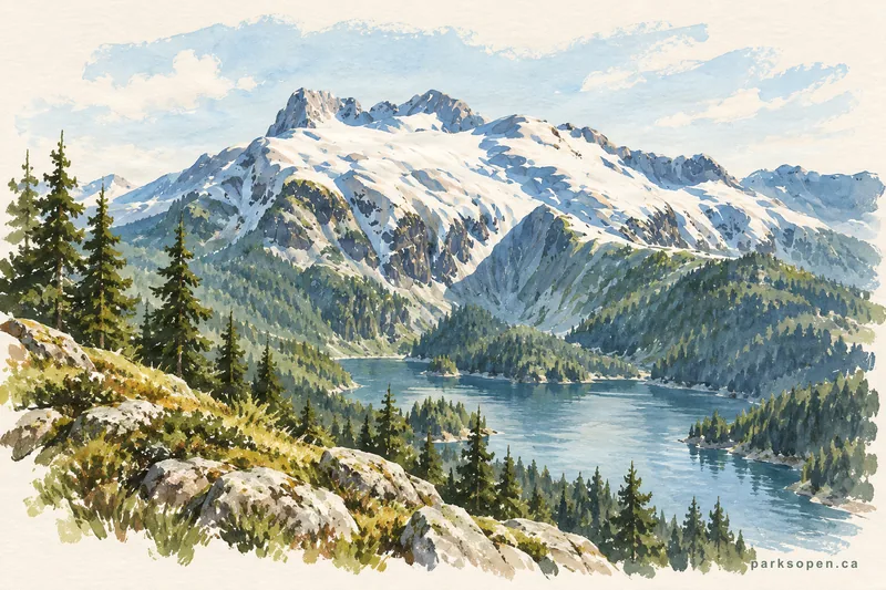 Painterly field-guide interpretation of Golden Ears Provincial Park