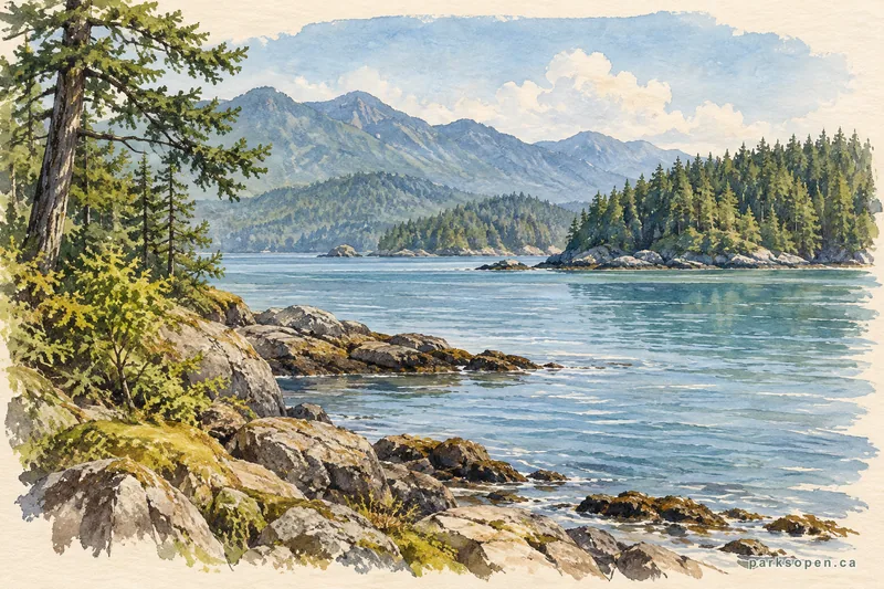 Painterly field-guide interpretation of Gordon Bay Provincial Park