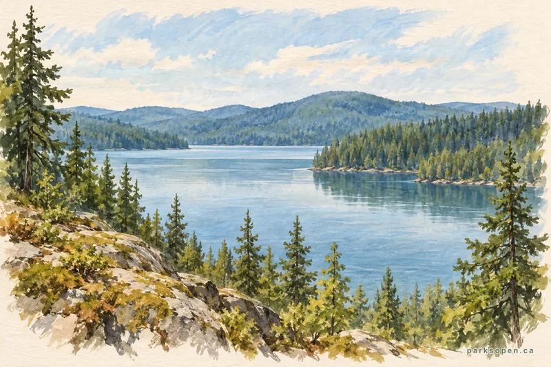 Painterly field-guide interpretation of Gwillim Lake Provincial Park