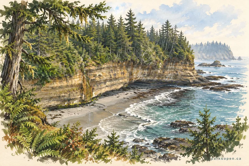 Painterly field-guide interpretation of Juan de Fuca Provincial Park