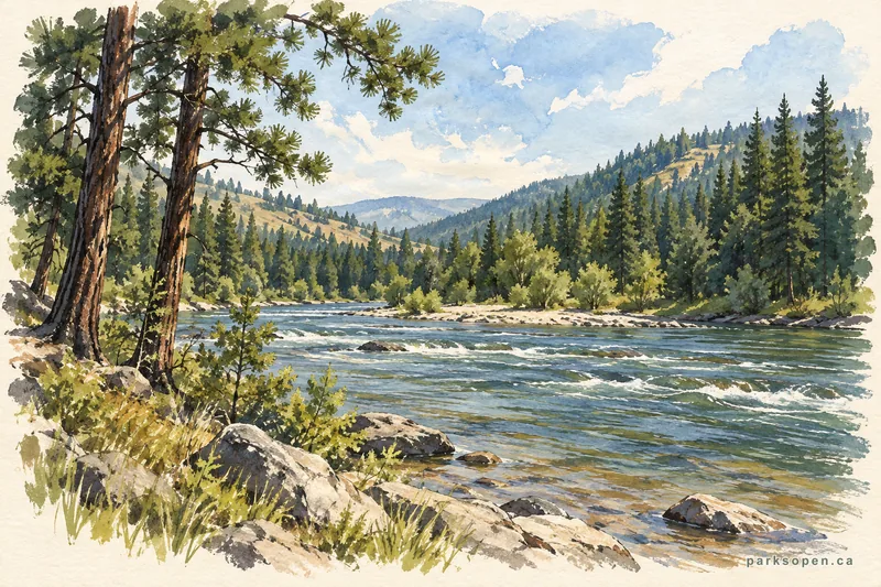 Painterly field-guide interpretation of Kettle River Recreation Area