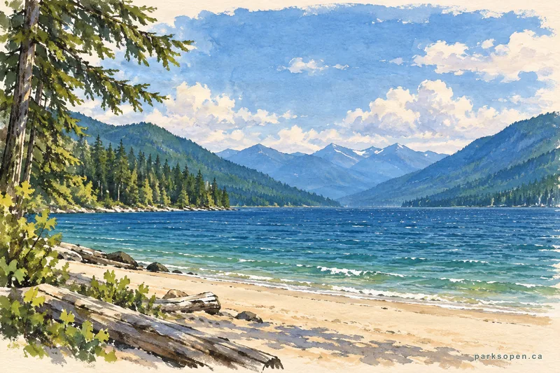 Painterly field-guide interpretation of Kokanee Creek Provincial Park
