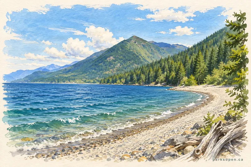 Painterly field-guide interpretation of Lockhart Beach Provincial Park