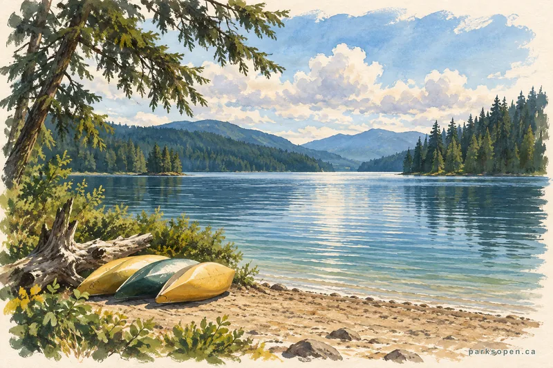 Painterly field-guide interpretation of Main Lake Provincial Park