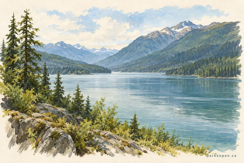 Painterly field-guide interpretation of Meziadin Lake Provincial Park