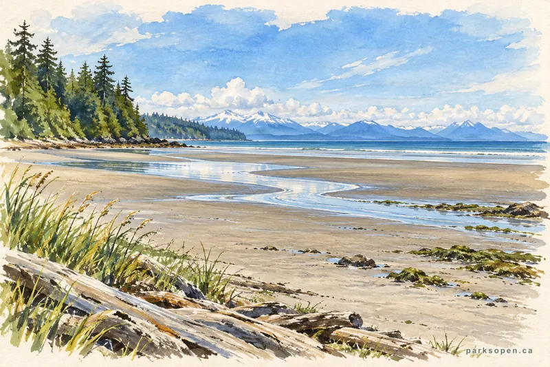 Painterly field-guide interpretation of Miracle Beach Provincial Park