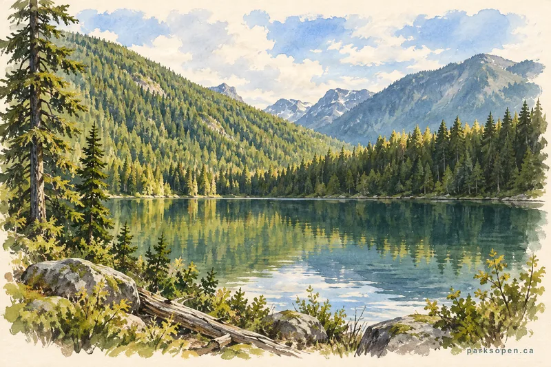 Painterly field-guide interpretation of Monashee Provincial Park