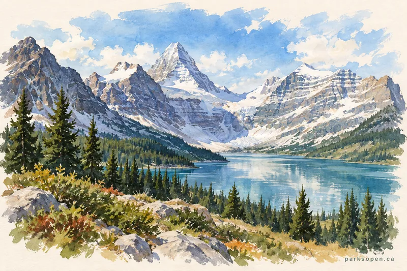 Painterly field-guide interpretation of Mount Assiniboine Provincial Park