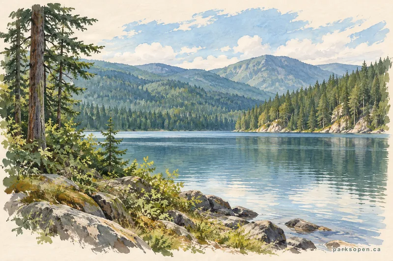 Painterly field-guide interpretation of Otter Lake Provincial Park
