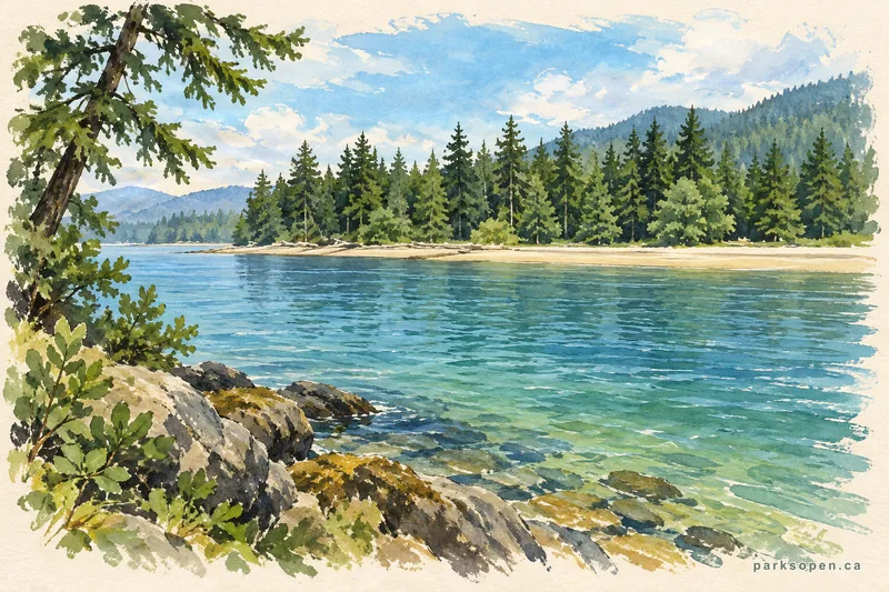 Painterly field-guide interpretation of Porpoise Bay Provincial Park