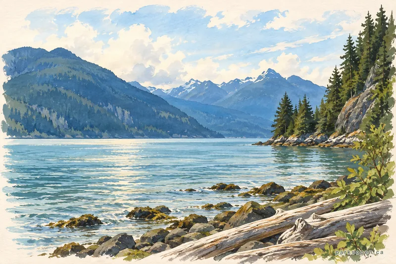 Painterly field-guide interpretation of Porteau Cove Provincial Park
