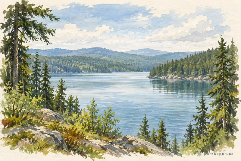 Painterly field-guide interpretation of Purden Lake Provincial Park
