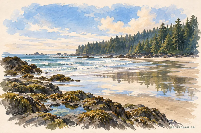 Painterly field-guide interpretation of Raft Cove Provincial Park