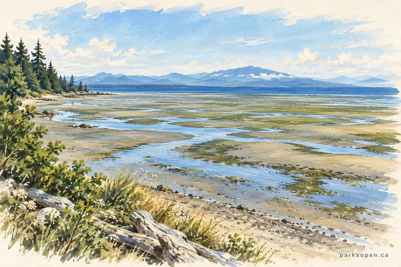 Painterly field-guide interpretation of Rathtrevor Beach Provincial Park