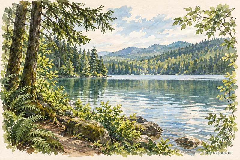 Painterly field-guide interpretation of Rolley Lake Provincial Park