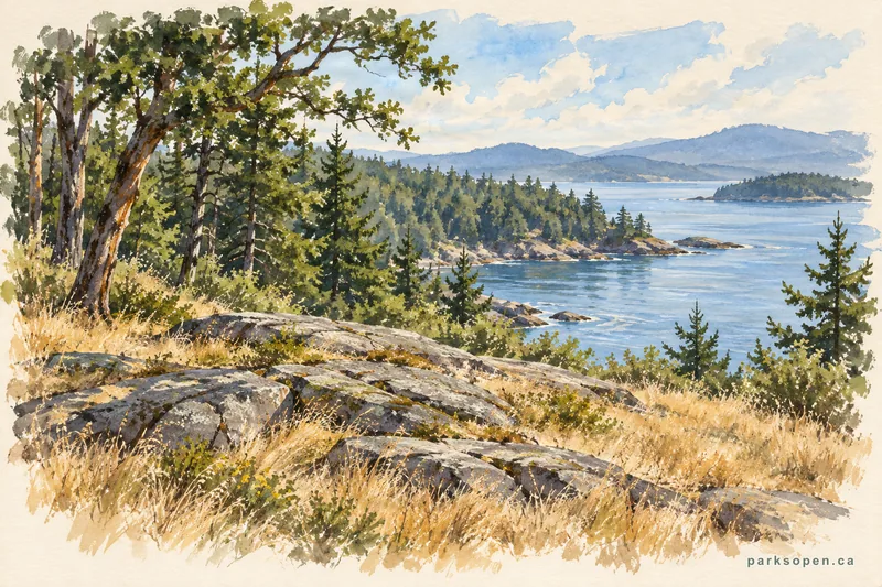 Painterly field-guide interpretation of Ruckle Provincial Park