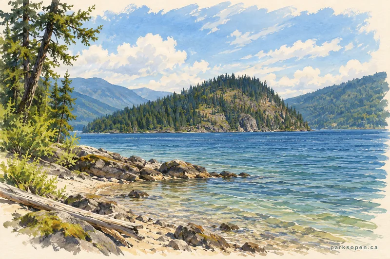 Painterly field-guide interpretation of Shuswap Lake Provincial Park
