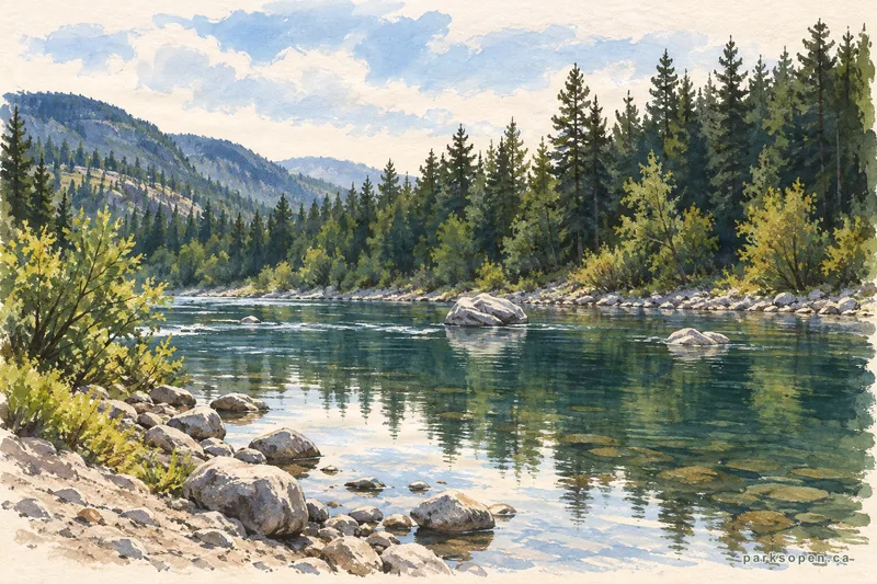 Painterly field-guide interpretation of Stemwinder Provincial Park