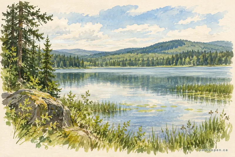 Painterly field-guide interpretation of Swan Lake Provincial Park