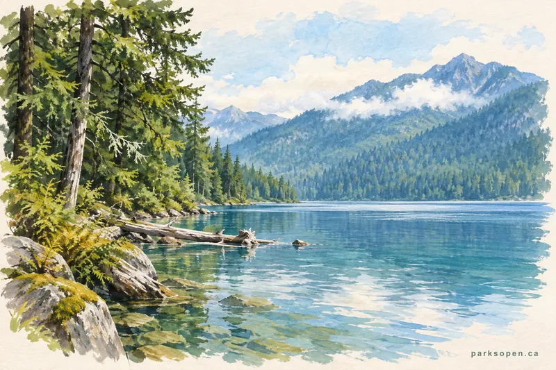Painterly field-guide interpretation of Sxótsaqel / Chilliwack Lake Park