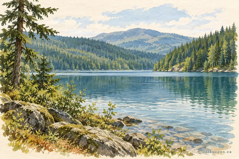 Painterly field-guide interpretation of Tyhee Lake Provincial Park
