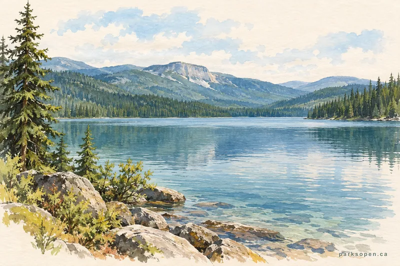 Painterly field-guide interpretation of Wells Gray Provincial Park — Mahood Lake