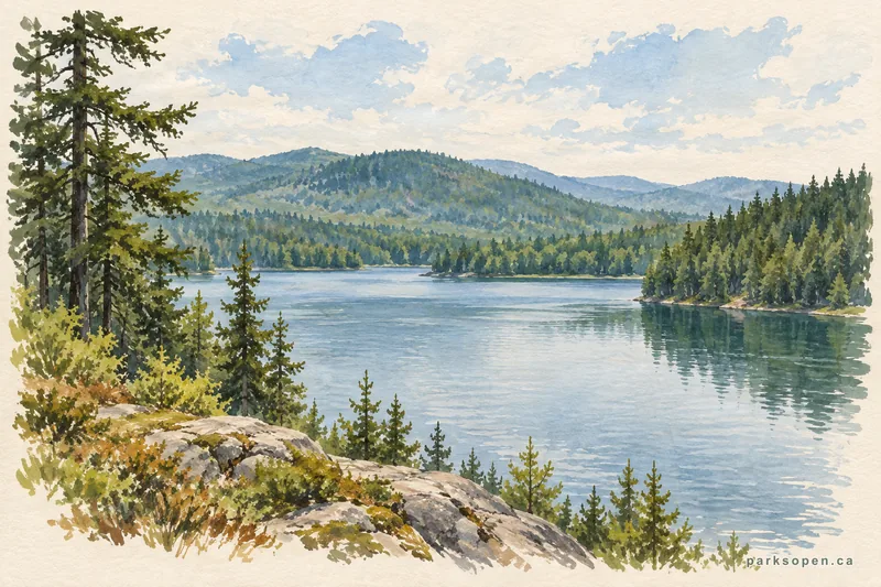 Painterly field-guide interpretation of West Lake Provincial Park